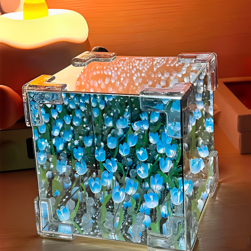 CUBO SORPRESA DE TULIPANES CON LUZ - Imagen 2